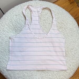 lululemon athletica pink and Gray Striped Crop Tank